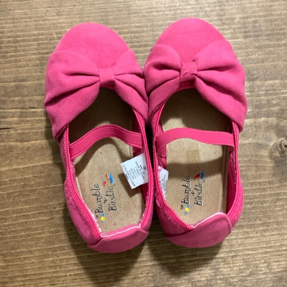 Bumble + Birdie‎ Girls Pink Faux Suede Bow Ballet Flats Size 9 S942